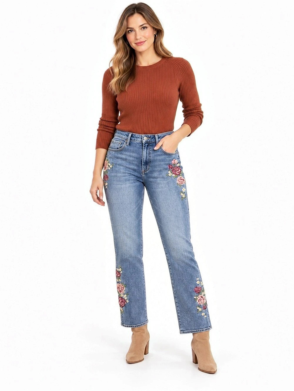 DRIFTWOOD Kylee Bootcut Floral Embroidered Jeans Women Size 12